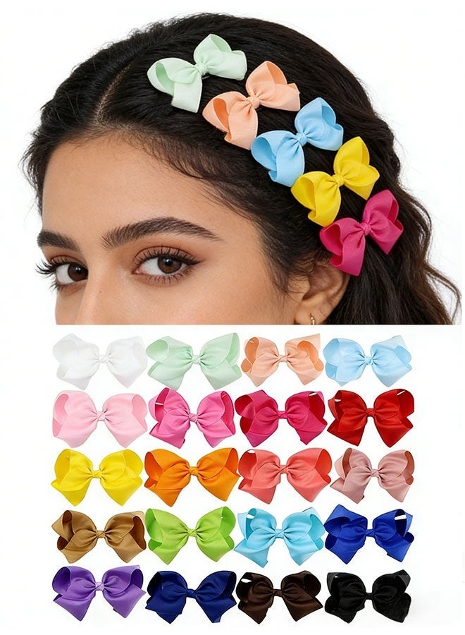 20PCS bow hair clips and hair bands, mixed color satin, cute hair, bow hair clips and ribbon hair clips for women and girls - Image 1